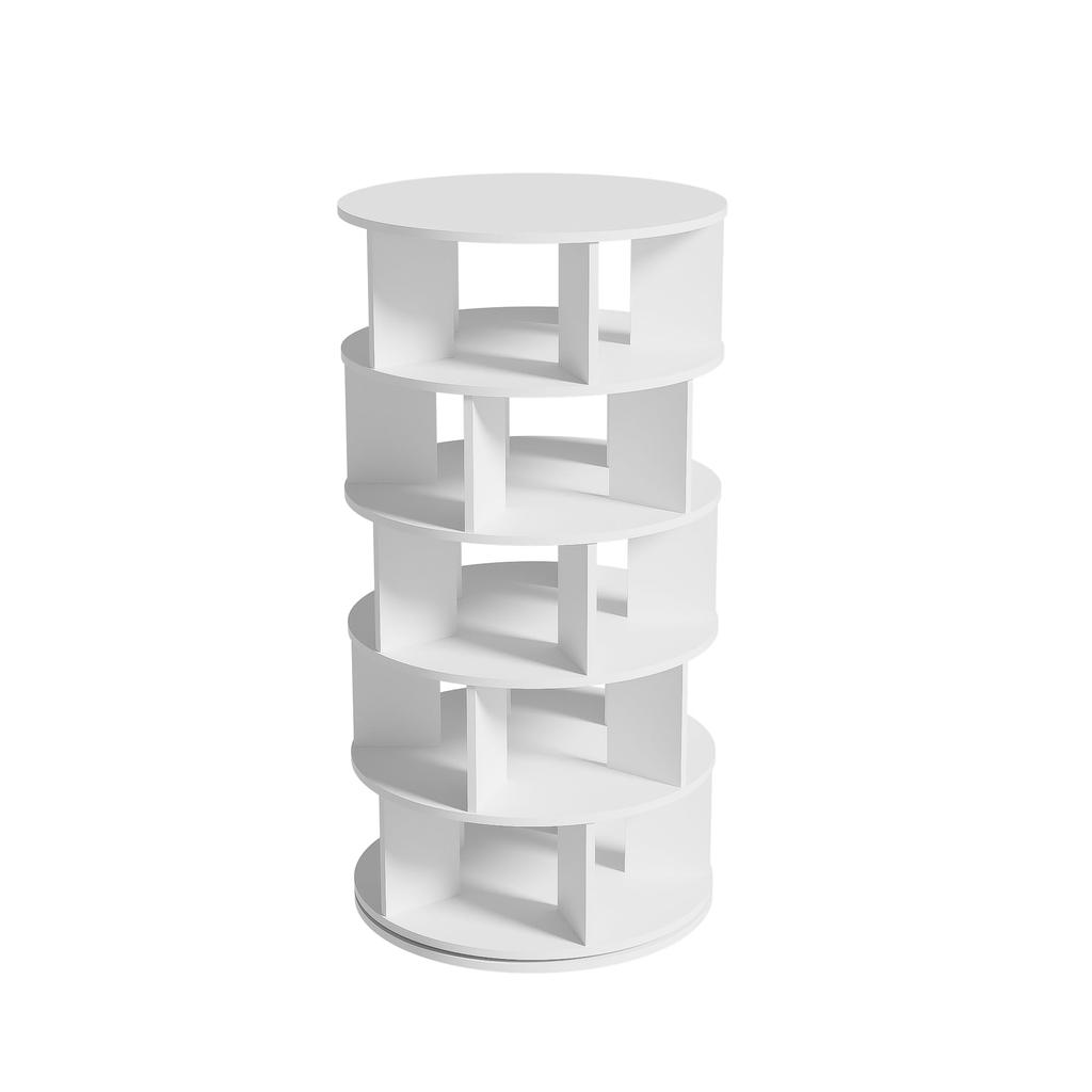 Revolving Shoe Rack, Multifunctional Shoe Cabinet with 5 Tiers, Round Rotating Shoe Rack 360-Degree Rotation, Height 115 Cm, Width 60 Cm, White