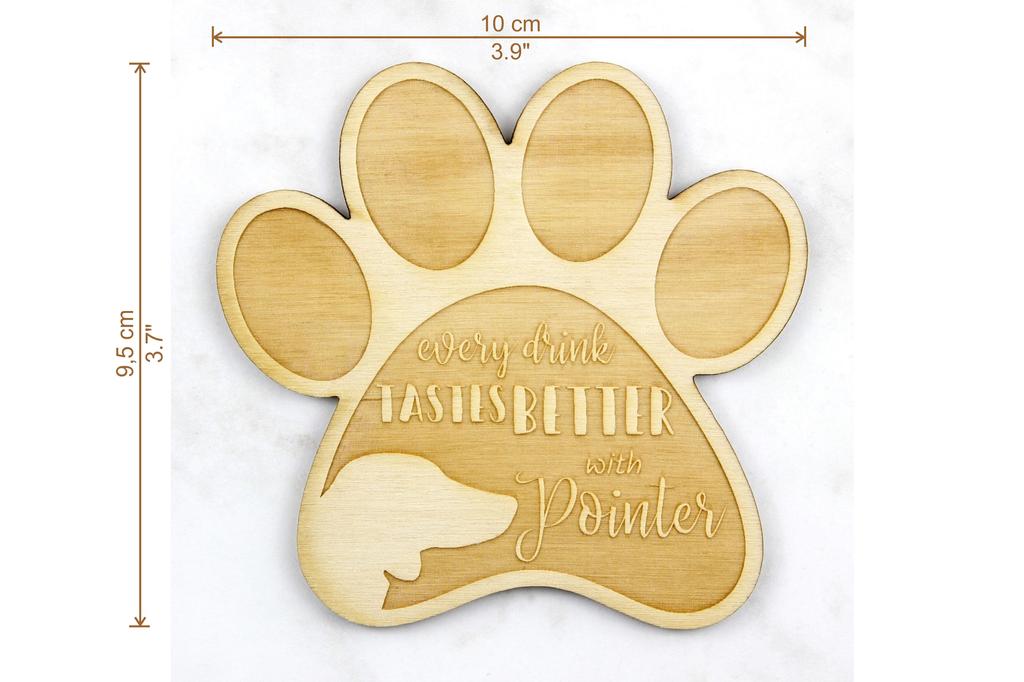 English Pointer - Bardak altlığı, köpekli gravürlü bardak altlığı, Art-Dog markasının köpek severlere hediyesi