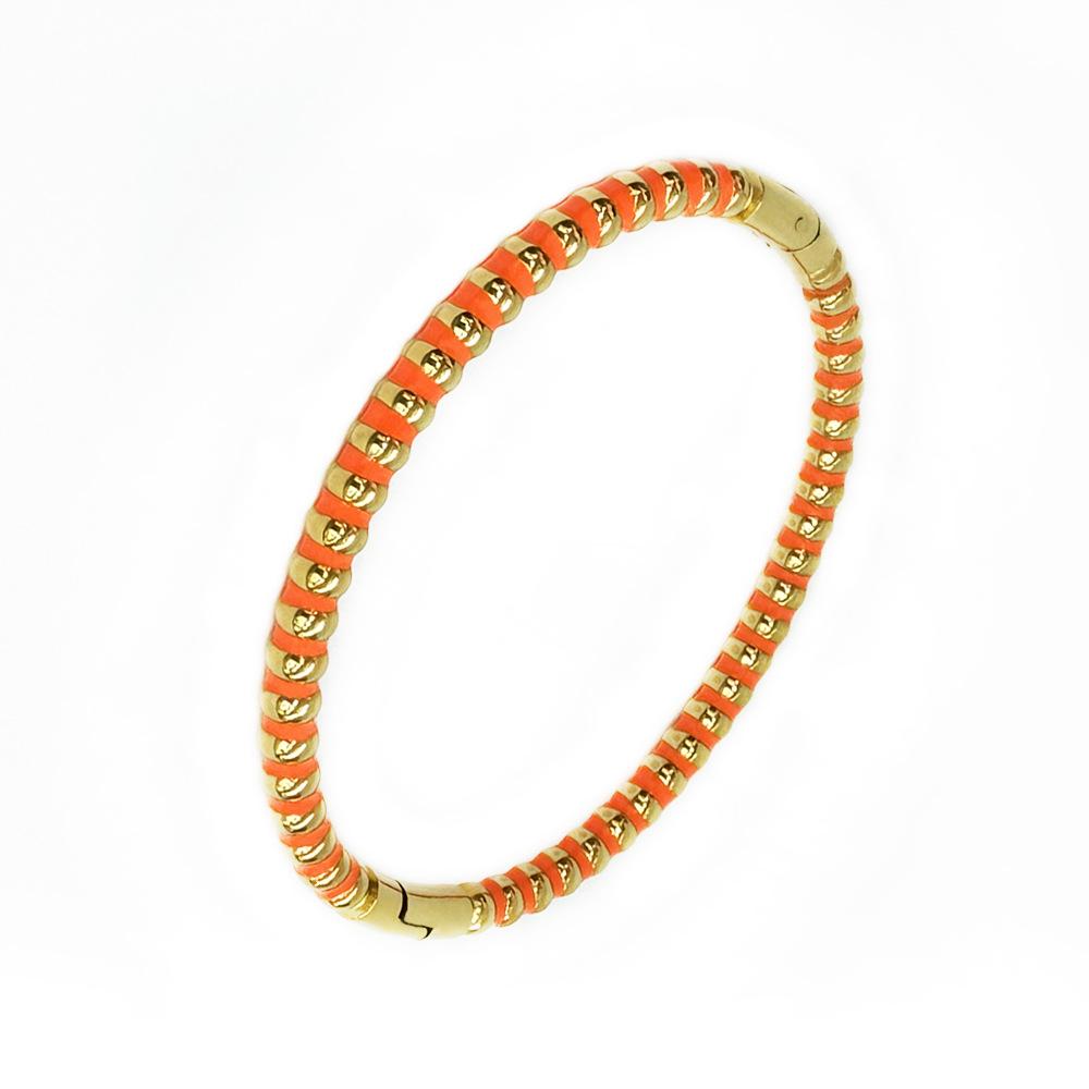 Gold Bamboo Pattern Women's Bracelet with Colored Epoxy Resin