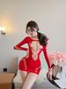 Wholesale Sexy Lingerie Fishnet Bodystocking Women Long Sleeve Cutout Mini Dress Erotic Hollow Out Chemise Adult Clubwear