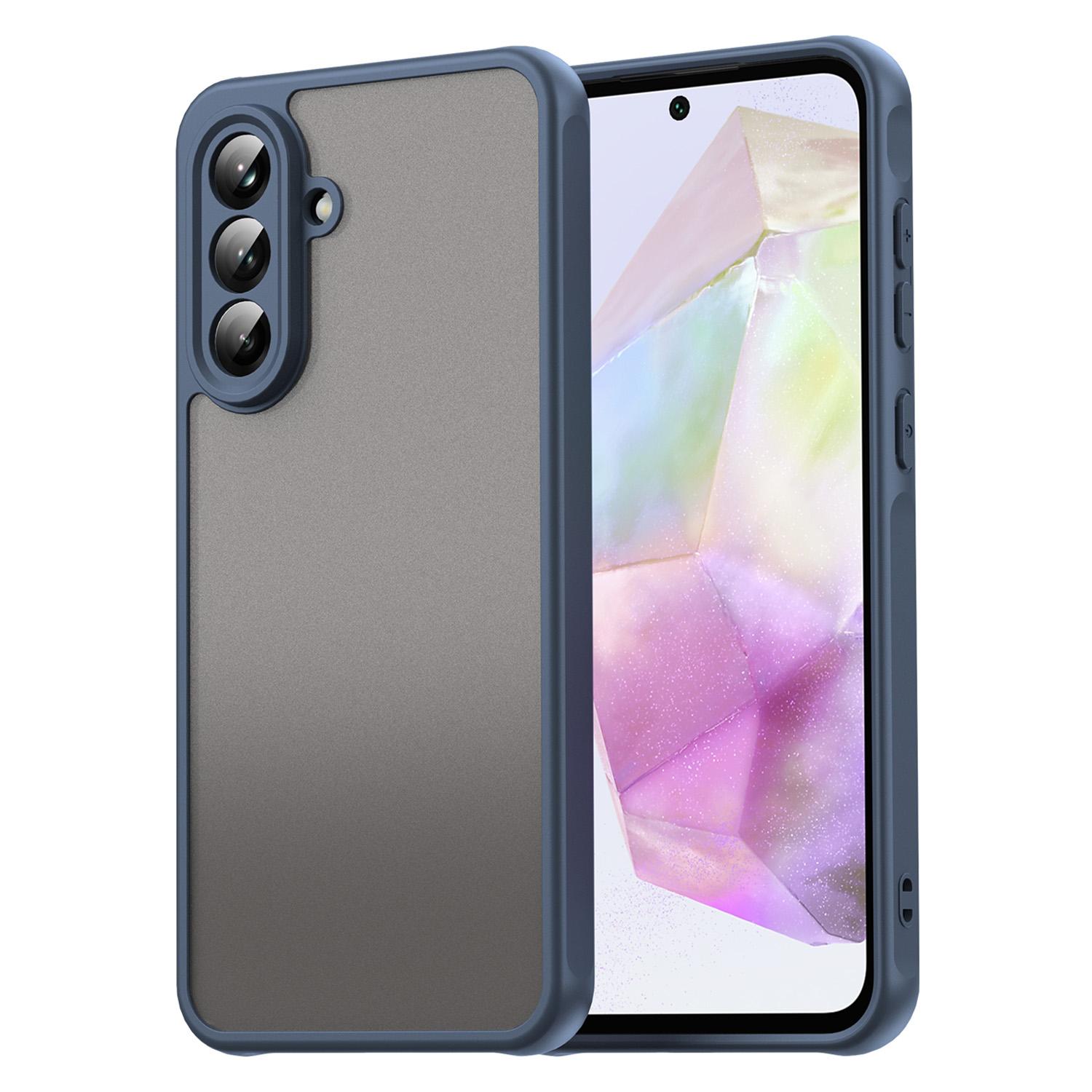 

For Samsung Galaxy A56 5G Phone Case Drop Proof Airbags Frosted Translucent PC+TPU Back Cover Blue