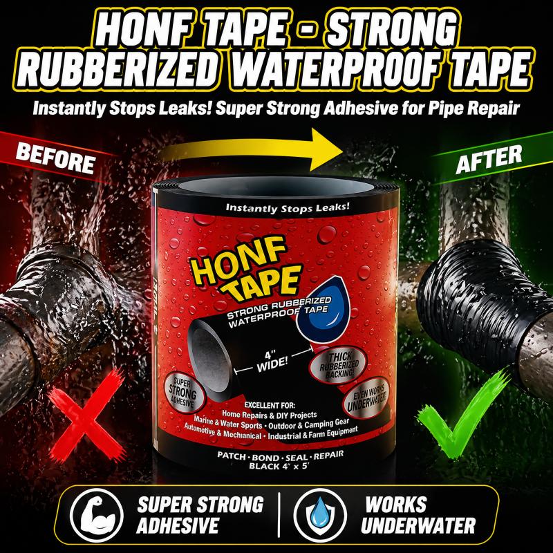 

Waterproof Tape - Strong Rubberized Leak Repair Tape for Pipes, Tents, Tiles - Instantly Stops Leaks, Super Adhesive, 50mm&1.5M чорний