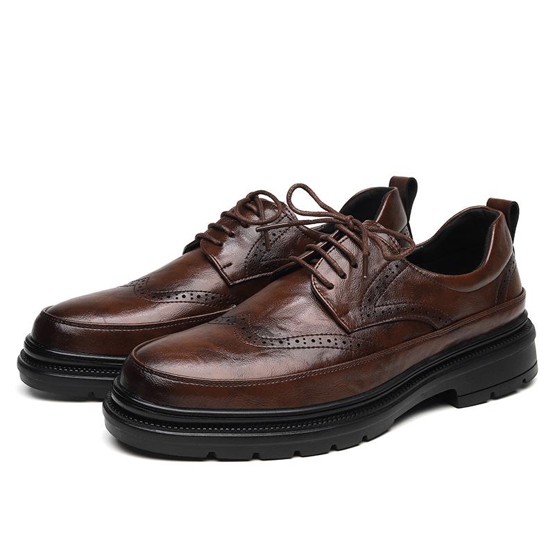 Men s Trendy Casual Brogue Leather Shoes - Lace-Up Wedding & Formal Shoes 44 коричневый
