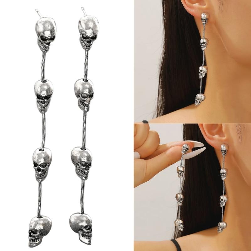 Skeleton Drop Earrings Portable Tassels Goth Festival Jewelry for Women
