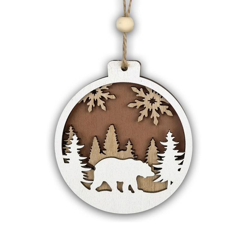 Noel Ahşap Kolye 3D Geyik Noel Baba Ağacı Asılı Süsler Noel Dekor