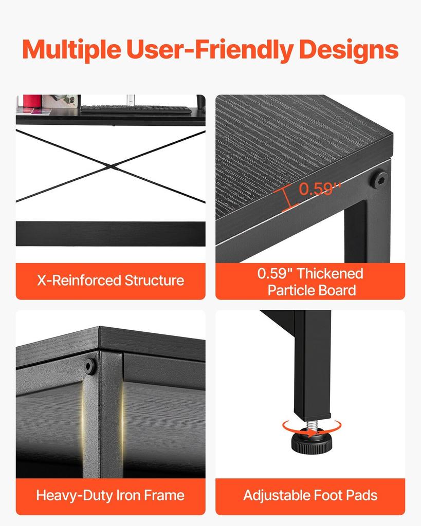 L-Shaped Computer Desk, 1.5m Reversible Corner Gaming Desk with Drawers & Storage Shelves, Modern Stylish PC Table Sturdy Work Workstation for Home