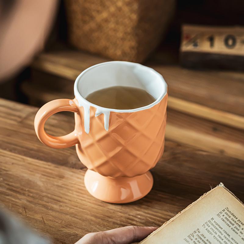 High Value Ice Cream Mug Girls Ceramic Cup Creative Goblet Household Water Cup Breakfast Cup Coffee Cup