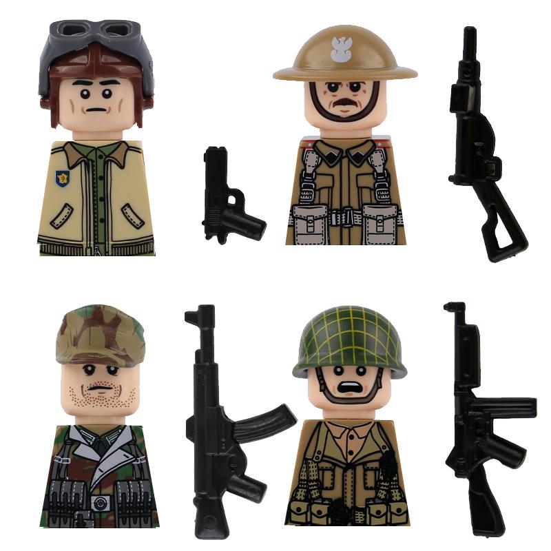 Military Soldier Figure Building Blocks British US French Army Weapons 101 Airborne Division Officer Infantry M1 Toys Gifts D126