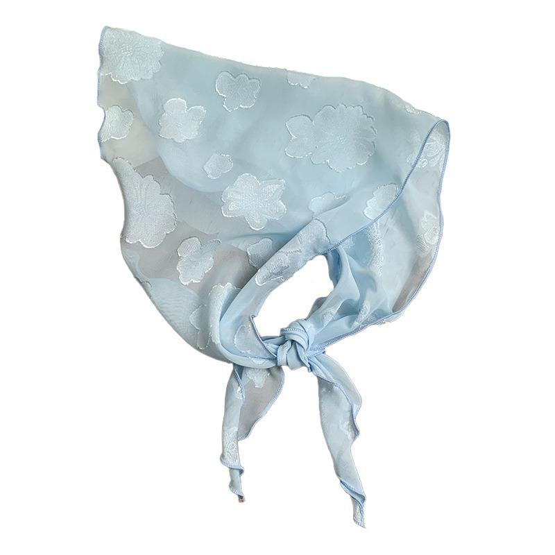 Headscarf summer women's pastoral new fresh and breathable triangle scarf scarf women's small scarf lace silk scarf high-end headband