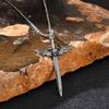Man's Punk Rock Cross Sword Pendant Necklace, Long Knife Shaped Stainless Steel Necklace, Vintage Gothic Jewelry