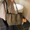 Vintage suede shoulder bag, women's commute to work, high-end sense, large-capacity portable tote bag, letter bag.
