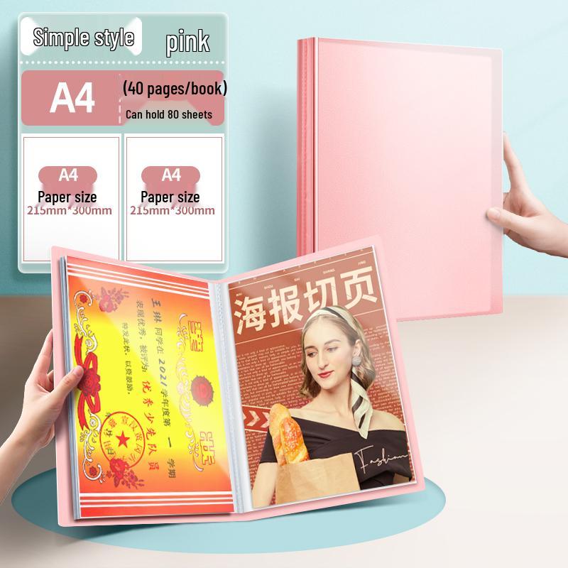 Art Portfolio Album: A3/A2/8K/4K Insert Type with 8 Storage Pockets for Children's Artwork