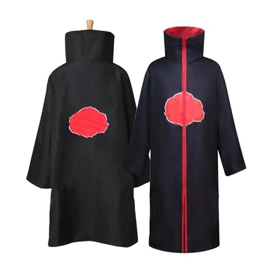 [Formemory] Ninja Goods Ninja Cosplay Costume Cloak Red Cloud Pattern Cloak Disguise Anime Costume 8 Piece Set Unisex Stand Specification Halloween