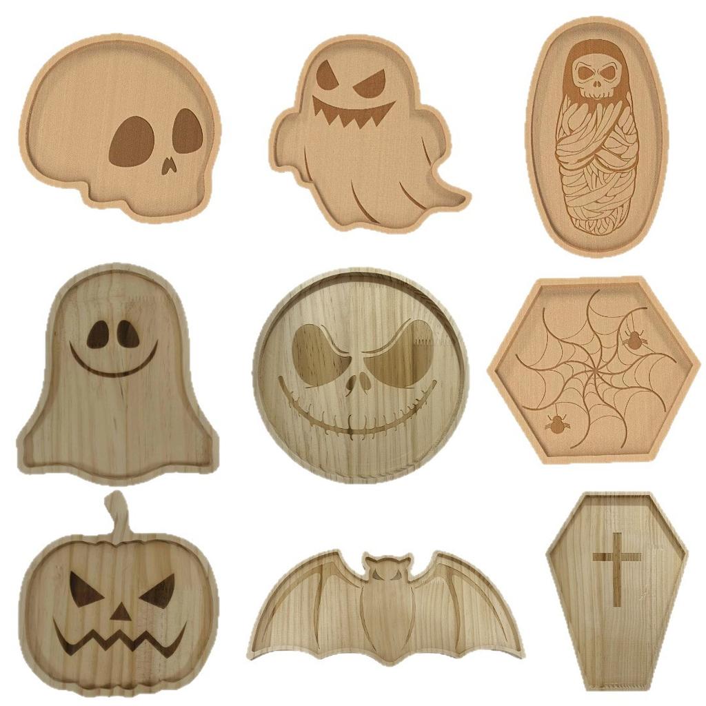 Halloween Serving Tray - Pumpkin Ghost Party Platter, Spooky Snack Tray for Food Display, Holiday Kitchen Dining Decor