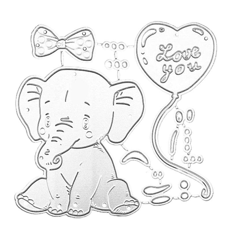 652F Elephant Cutting Dies Metal Die Cuts Embossing Stencil for Birthday Card Making