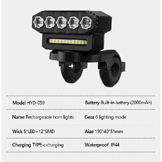 ESLNF Charging Bike Flood 5/8 Horn With Bright Bicycle Speaker USB Road High LED Front Bell Light2