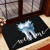 1pc WELCOME Black and White Tooth Graphic Doormat,, for Dental/Office/Clinic, for Living Room, Bathroom, Laundry Room