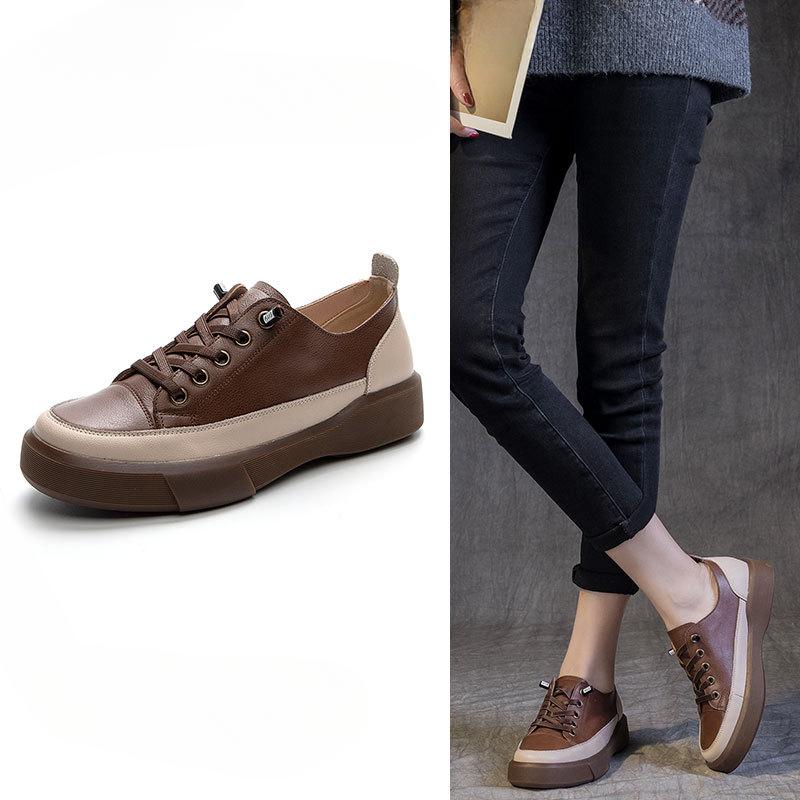 New Soft-soled Low-top Single Shoes Large-sized Retro Flat Round-toe Women's Shoes