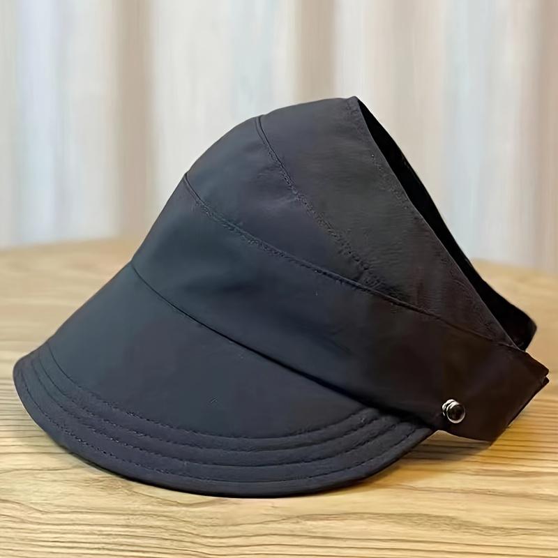 1pc Women's Quick-Dry Sun Hat with Adjustable Ponytail Hole, Elastic Breathable Snap Closure Face Outdoor Sports Cap for Cycling, Hiking, Beach