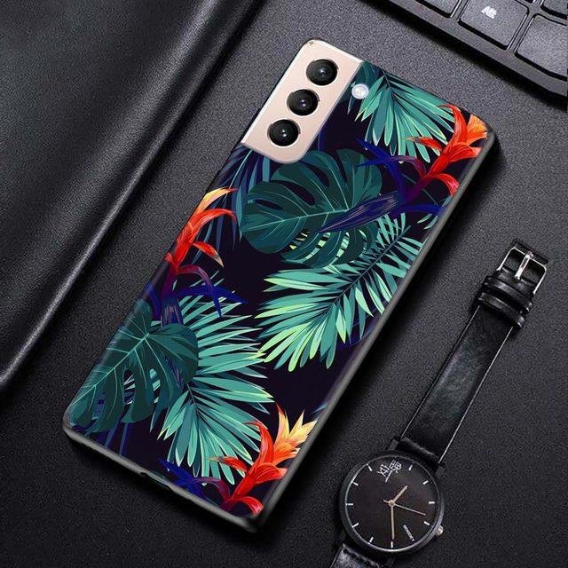 Shell für Samsung Galaxy S21 S20 S10 S9 S8 Plus Ultra 5g S10lite S10e S7edge S20 S21 Fe Abdeckung fall Vintage Bananen Blatt Blume