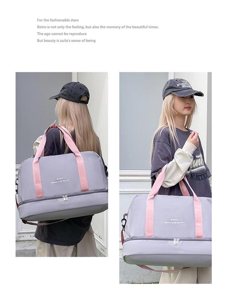 Women's Large Sports and Fitness Bag with Shoe Compartment and Wet/Dry Separation for Yoga, Travel, and Business Trips.