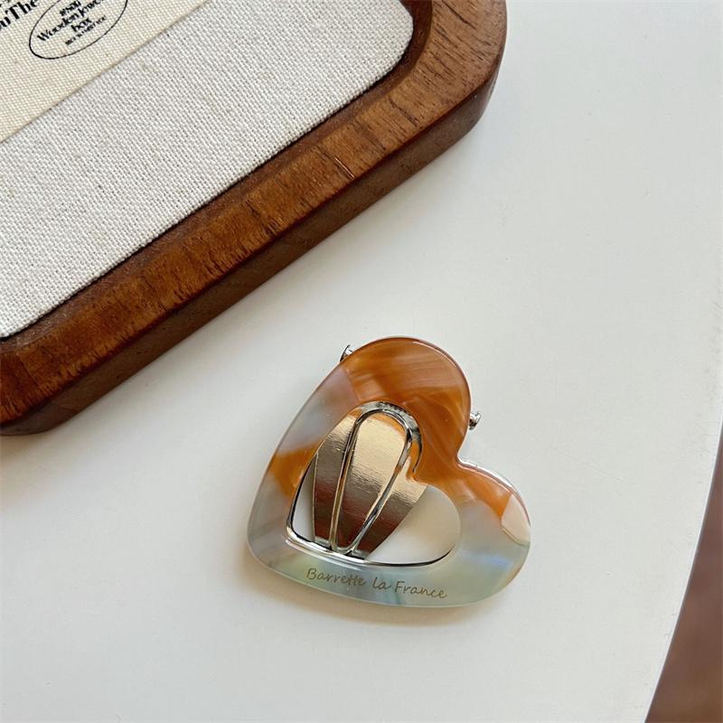 1pc Acetate Hollowed Heart Hair Clip Cute Side Pins Sweet Hairpin Elegant Barrettes Women Hair Accessories