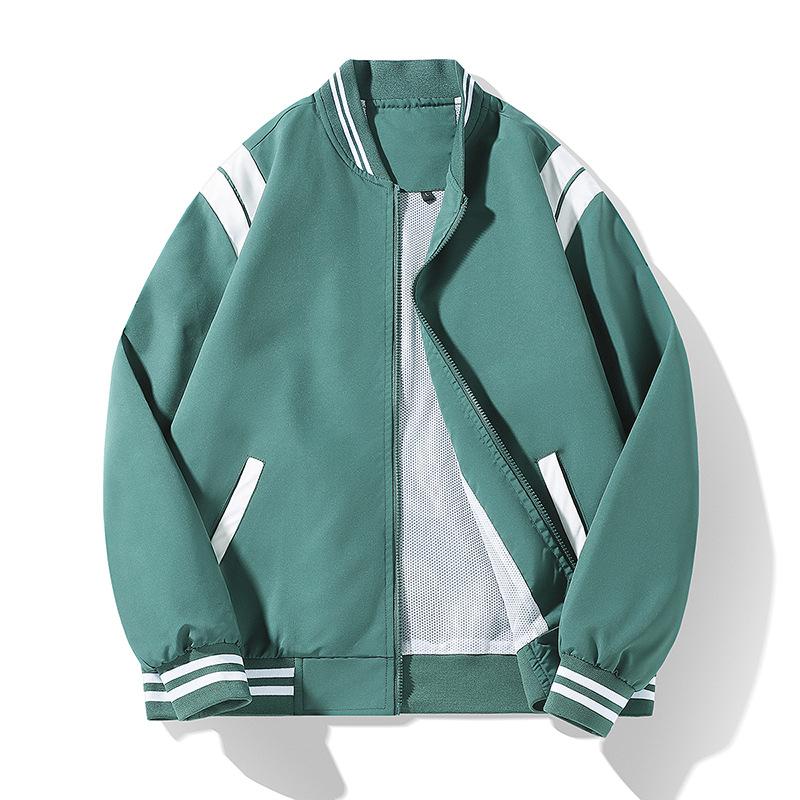 

Spring New Trend Color Matching Men s Jacket Loose Casual Stand-up Collar Jacket Men 5XL зелёный