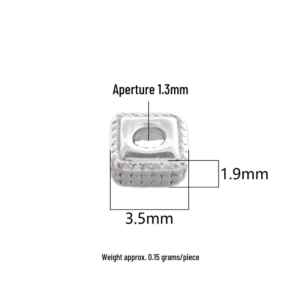 S999 Sterling Silver Square Spacer Beads for DIY Jewelry