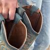 Western Boot Wallet for Women Handcrafted Credit Card Holder Portable Faux Leather Purse with Snap Straps for Rodeo Nights Country Concerts