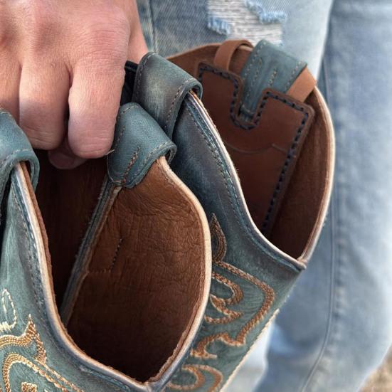 Western Boot Wallet for Women Handcrafted Credit Card Holder Portable Faux Leather Purse with Snap Straps for Rodeo Nights Country Concerts