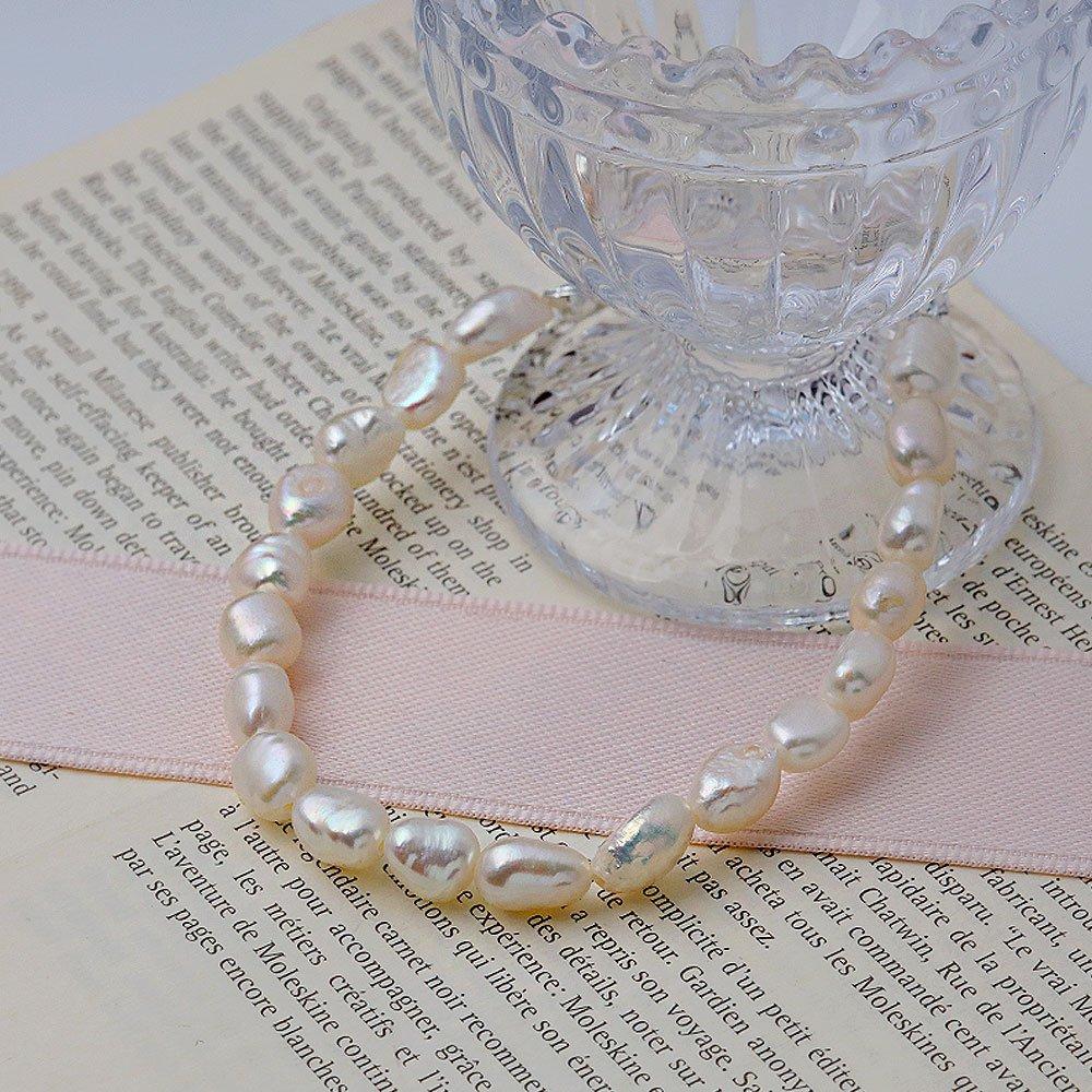 92.5 Silver Irregular Pearl Bracelet