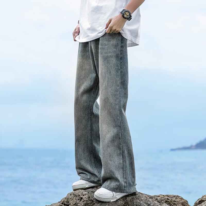 SWAMP AREA Men's High Street Bootcut Straight-Leg Jeans