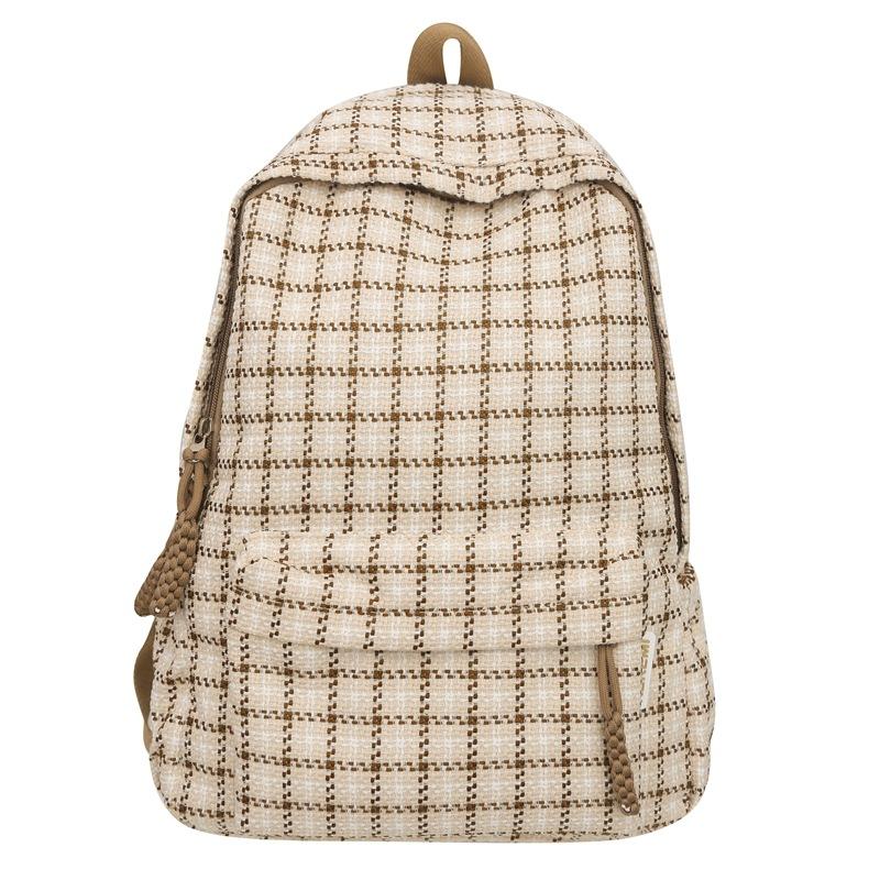 Small Fresh Girl Ins Wind Korean Junior High School Students Large Capacity Backpack Simple Middle School Students Plaid Backpack.