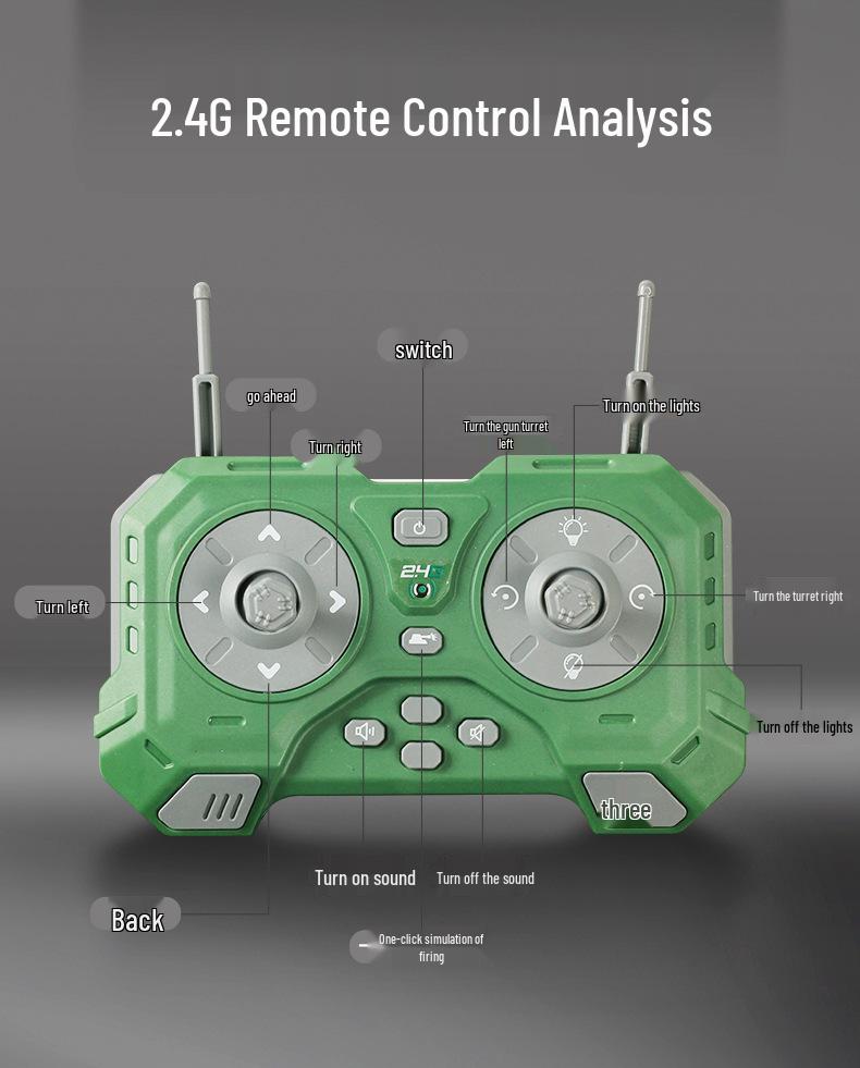 Remote Control Off-Road Armored Tank Toy with Firing Capability