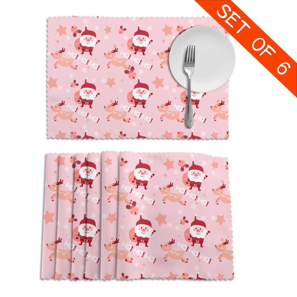 Christmas Placemats Table Mats Snowflake Santa Claus Coaster Pad Cup Dining Kitchen Placemat Non-Slip Home Decorations
