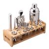 Stainless Steel Cocktail Shaker Set with Bamboo Stand