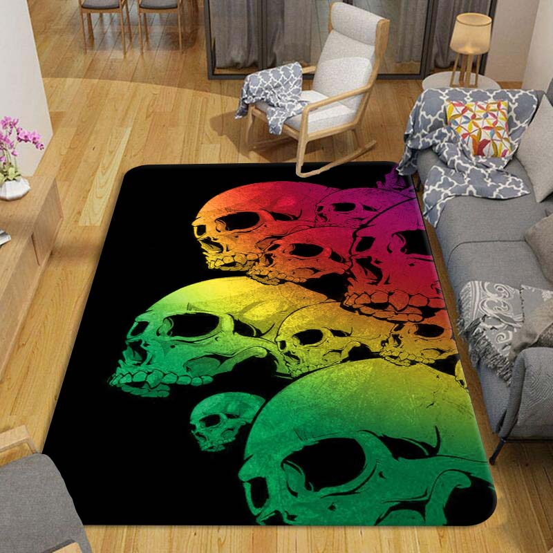 Bathroom Non-slip Door Mat Teen Kawaii Room Horror Skull Rug Living Room Corridor Home Decor Non-slip Floor Mat