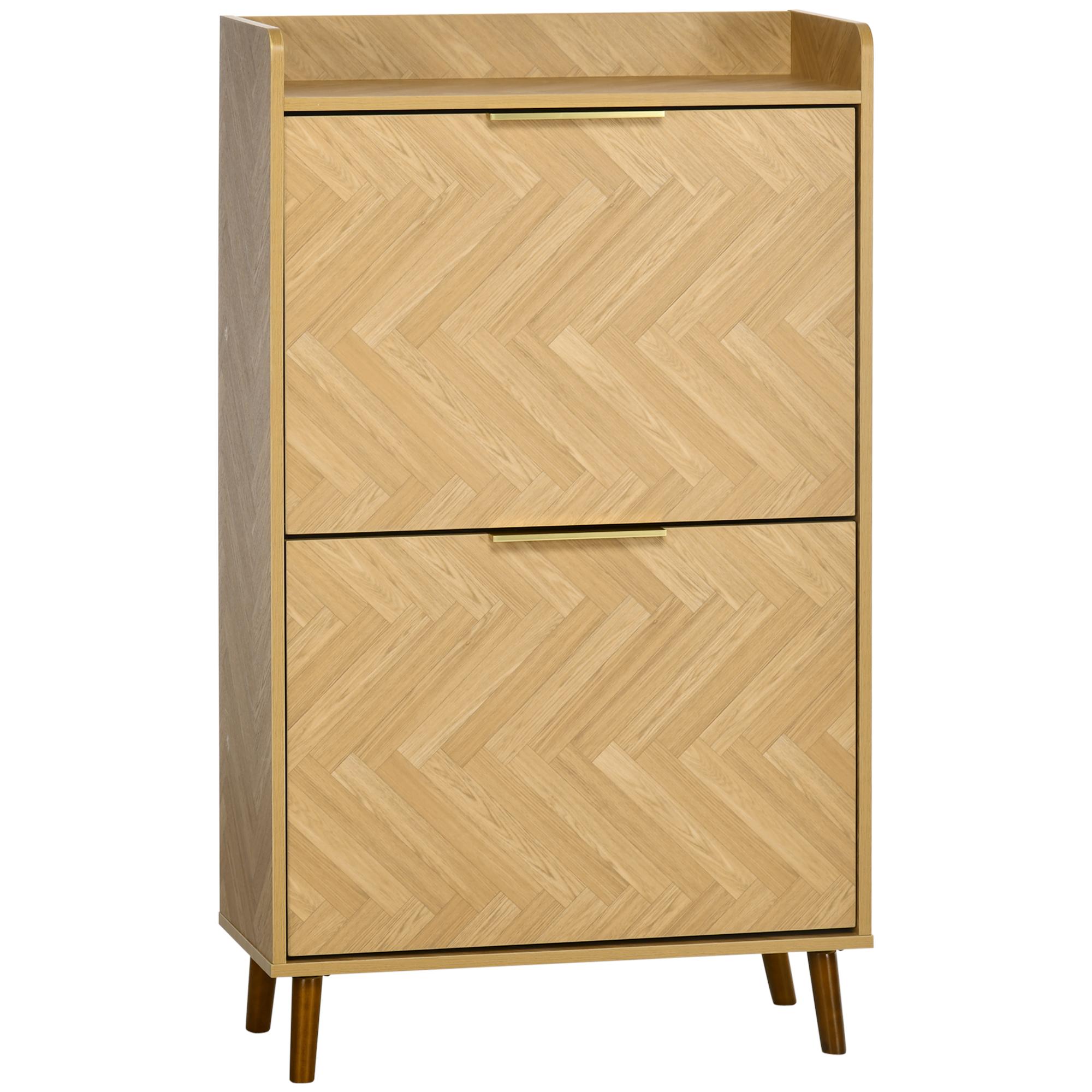 Shoe Cabinet with 2 Flip-Down Doors