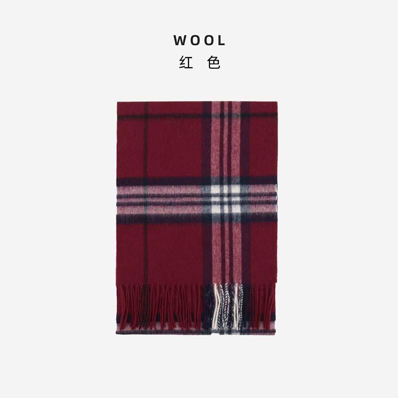 Red 100% wool scarf, simple autumn and winter atmosphere, scarf, high-end sense, versatile shawl 2025 gift