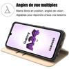 Case for Samsung Galaxy A34 5G with 2 Tempered Glasses - Protection Golden Leather Effect Magnetic Closure