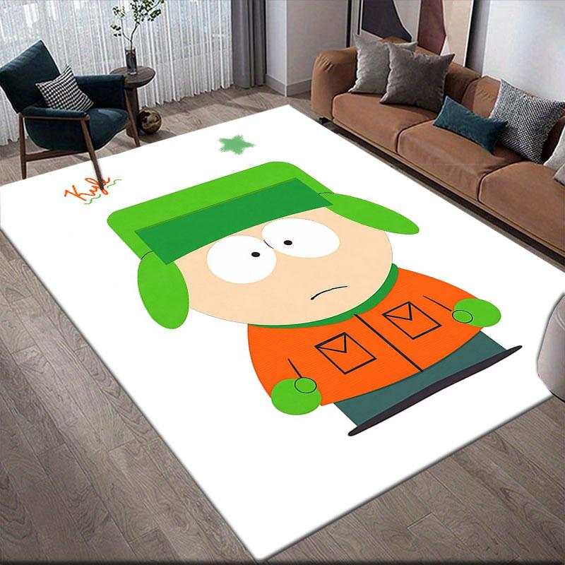Kyle South Park Flannel Printed Carpet, Home Sofa Decoration for Living Room & Bedroom, Non‑Slip Play Flannel Floor Mat for Game Room