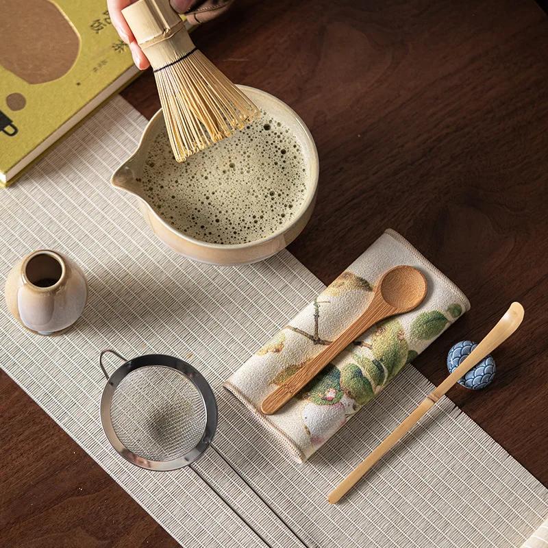 Japanese Matcha Set with Ceramic Bowl Bamboo Matcha Whisk and Tea Scoop for Tea Lovers Gifts Tea-making Tools Accessories