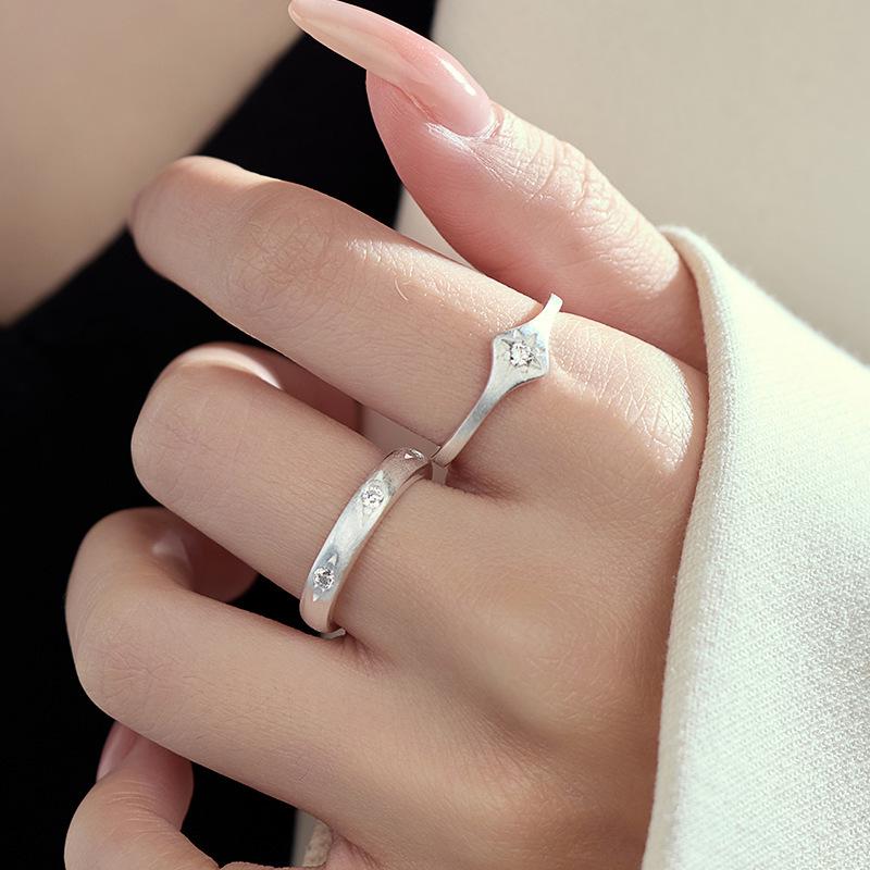 Frosted Star Ring: Women's Adjustable Niche Design for a Cool, Versatile Style