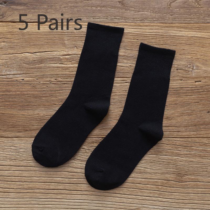 5 Pairs of Female Autumn Trend High Tube Solid Color Pile Socks