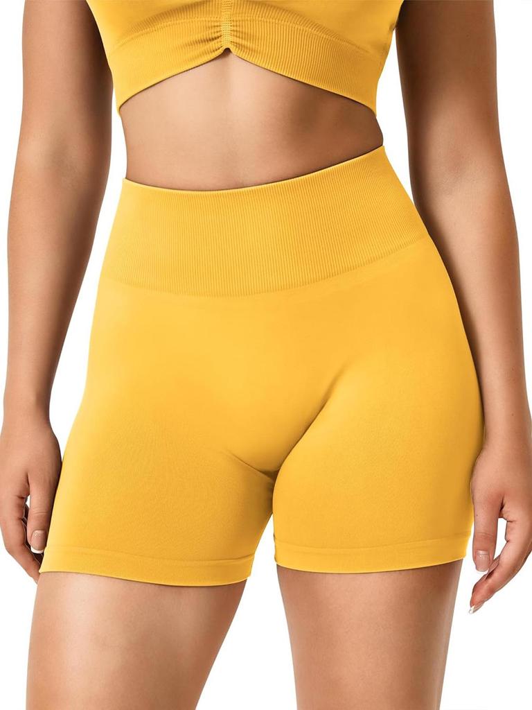 European-American Seamless High-Waist Tummy Control Yoga Shorts - Butt Lift, Sexy, Three-Quarter Length for Running & Fitness Women