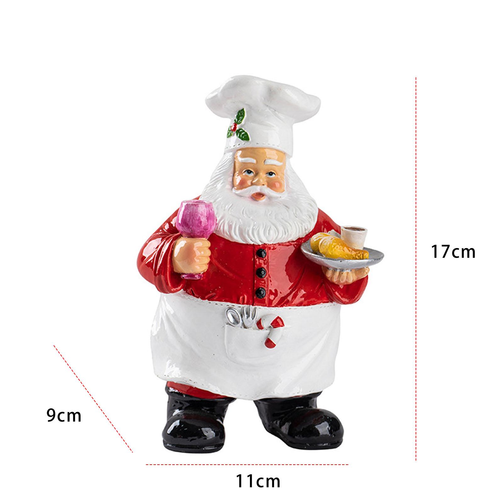 

17CM Chef Santa Sculpture Standing Cute Xmas Resin Crafts Home Santa Claus Merry Christmas Home Desktop Statue Decor For Navidad