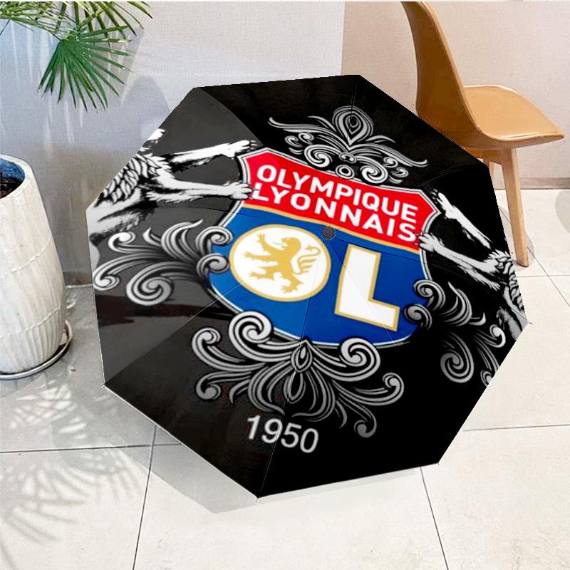 Lyon Football Crest Design Printed Automatic Umbrella, 8-Frame for Travel, camping, Casual Umbrella, Essential Gift for for family and friends