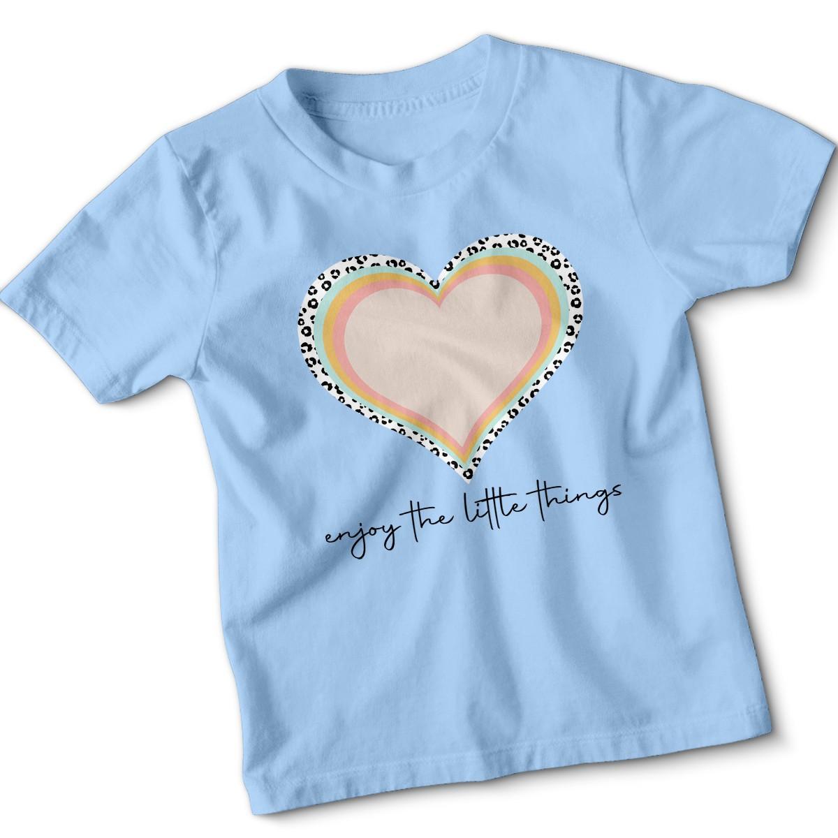 Enjoy The Little Things Heart Leopard Girls T-Shirt Boho Graphic Tee 130