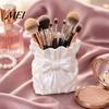 Powder Brush Holder Satin Bow Bag Makeup Holder, 3D Printed Beauty Tool Organizer Large Capacity for Desk, Bowknot Pouch Pencil Storage Container