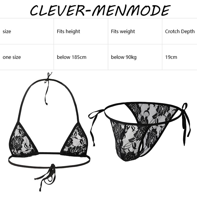 Sexy Lace Adjustable Bra Thong Hollow Sides Open See-Through Crossdressing Set Hot Sex Panties Bdsm Fetish Sissy Erotic Lingerie